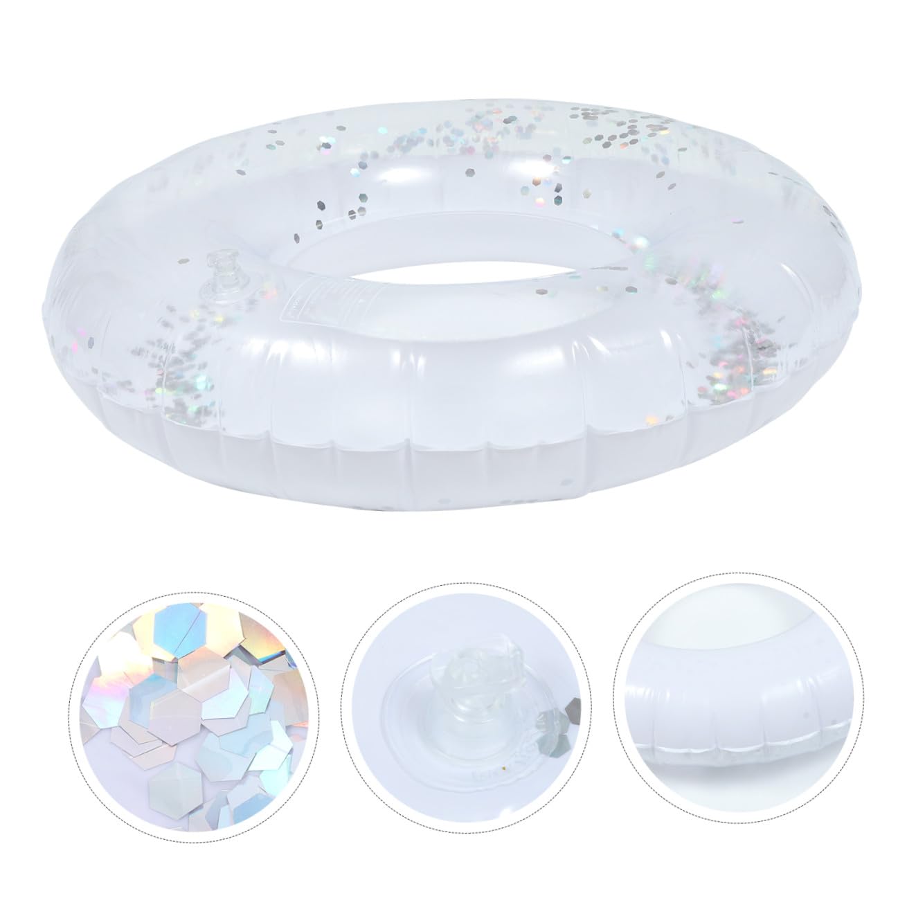 UPKOCH Anillo De Natación De Color Transparente Lentejuelas Flotador Inflable De PVC para Piscina Accesorio para Fiestas Acuáticas