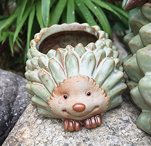 EatingBiting Retro Hedgehog Succulent Flower Pot Vase Handmade Ceramic Planter Garden Home Desktop Decor Planter Flower Pot Pot Small Animal Flower Pot Planter for Home Office Desk Mini Ornament