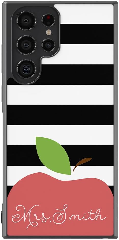 Teachers Appreciation Personalized Black Rubber Phone Case Compatible With Samsung Galaxy S25 S25FE S25+ S25 Ultra S24 S24+ S24 Ultra S24FE, S23 FE S23+ Ultra S22 S22+