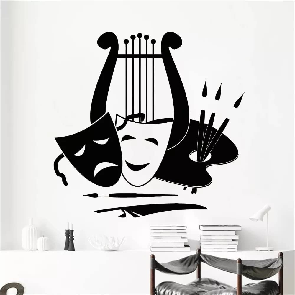 pengziL Lyre Palette Wall Sticker Music Notation Theater Art Room Decor Home Decor Fashion Vinyl Mural 55x57 cm