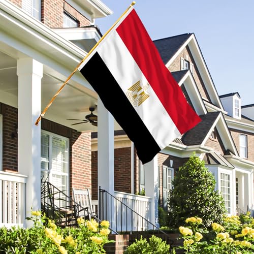 Image of Ahfulife Egypt Flag 3x5 Ft, 1 Pc Large Egyptian National Flags for Outdoor Indoor, Double Sided with Brass Eyelets for World Cup, Party, Garden, Bar, Street Decor