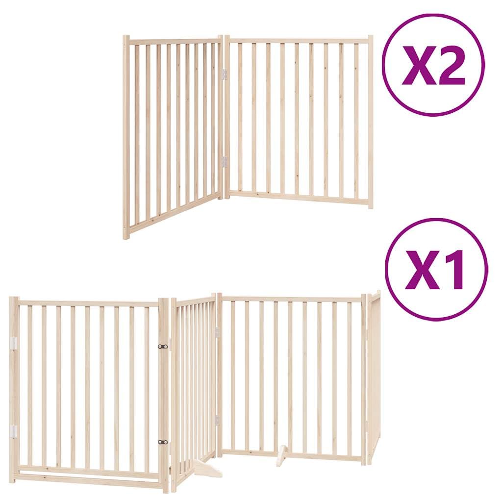 Homgoday Barrera para Perros,Barrera de Seguridad para Perros Mascotas,Puerta Seguridad Perros Puerta para Perros Plegable 8 Paneles Madera de álamo 640 cm