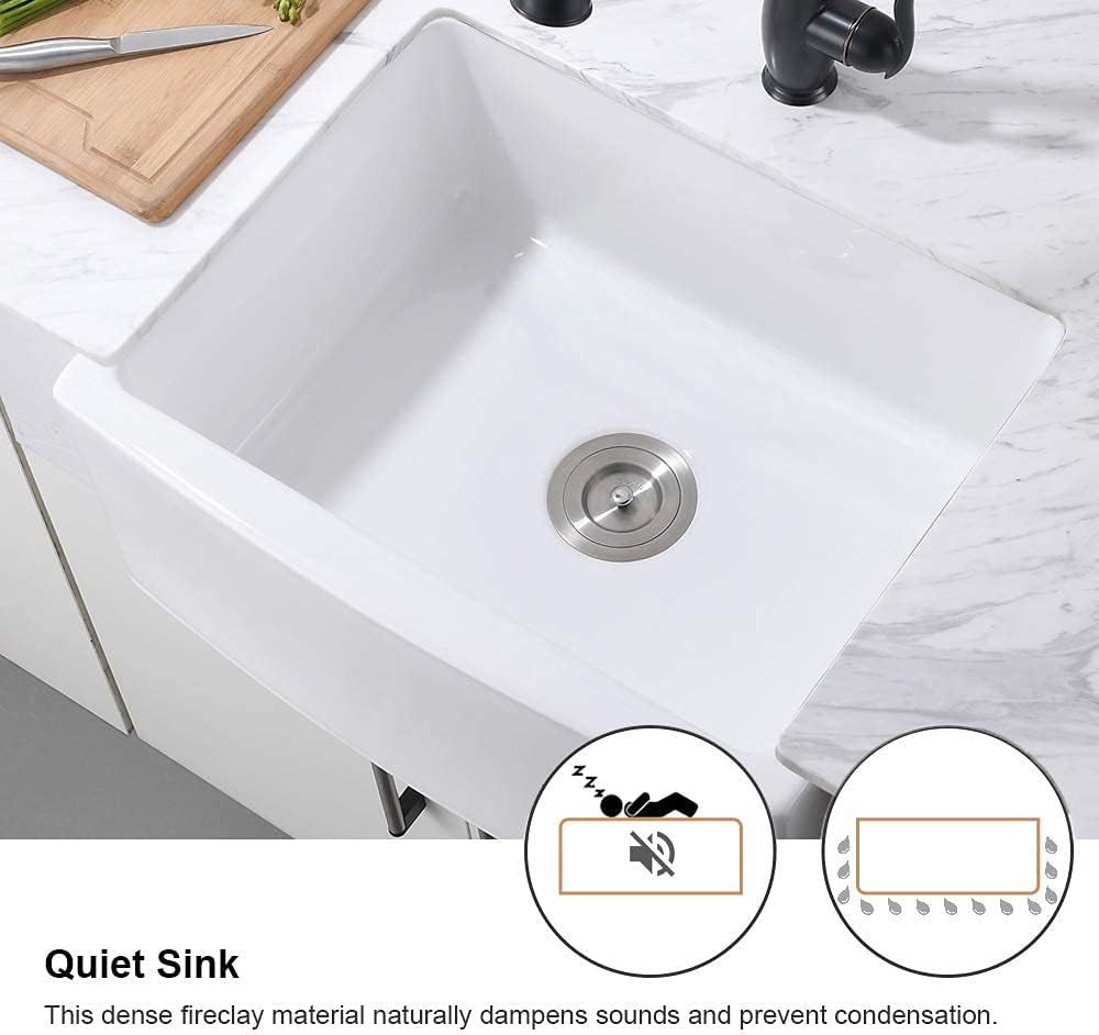 24 Inch Undermount Laundry Sink-Hovheir 24x19 White Farmhouse Sink Undermount Utility Sinks Fireclay Single Bowl Deep Laundry Room Sinks with Bottom Grid