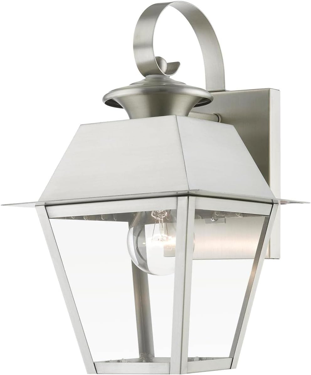 Livex Lighting, 27212-91, Wentworth, Outdoor Small Wall Lantern, Brushed Nickel
