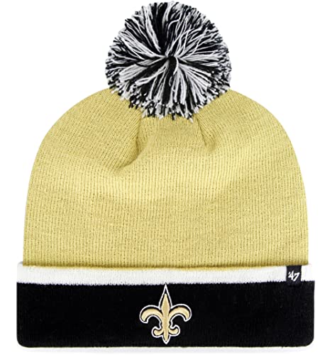 47 New Orleans Saints 2-Tone Cuff Baraka Beanie Hat with Pom - NFL Cuffed Winter Knit Toque Cap