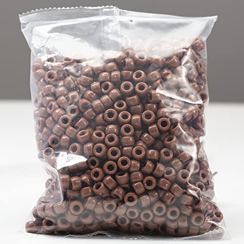 Image of Gxueshan 1000 Pcs Acrylic Brownish Red Pony Beads Friendship Beads 6x9mm Bulk for Bracelet Necklace Jewelry Making Earring Hair Braiding Kandi Beads
