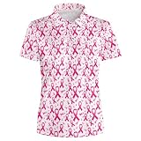 Zaject Womens Breast Cancer Polo Shirts Short Sleeve Casual Tops Quick Dry Tennis Outfit Golf Polo For Women