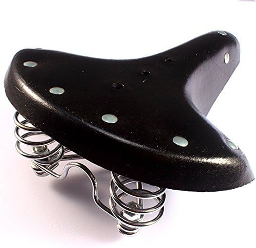 Traditional Black Leather Bike Saddle Distressed Synthetic Leather Vintage Style MTB Cycling Bike Saddle seat