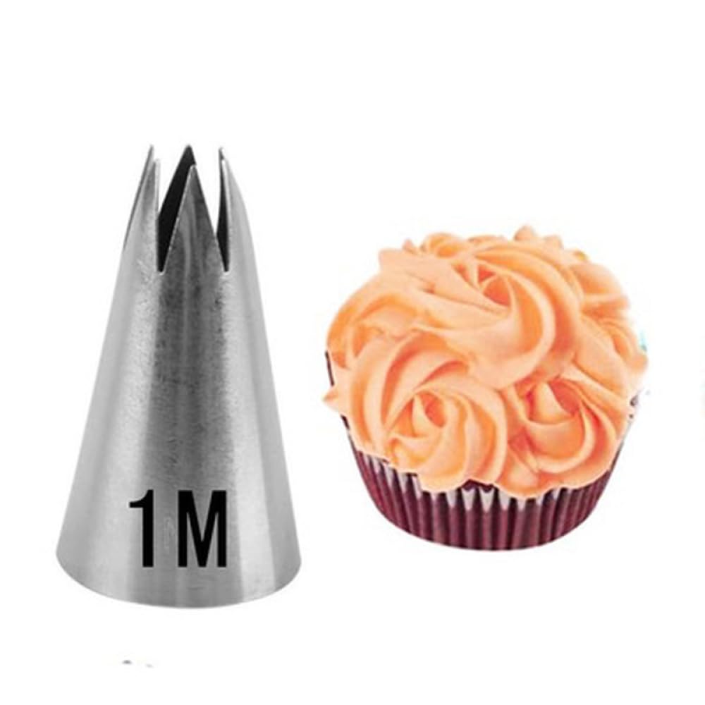 Baking Supplies - Boquilla para decoración de pasteles 304 Rvs Icing Bakken Gebak Gereedschap Gebak Bloem 6 tand Crème Boquilla para decoración de pasteles (1 m)