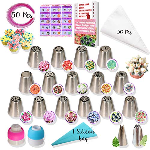 RFAQK - 50 Pcs Russian Piping Tips Set- 15 Numbered, Easy to Use