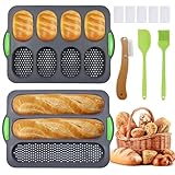 WPPQWP Silikon Baguette Backform & Brötchen Backform Set – 2-teiliges Antihaft-Backblech inkl...