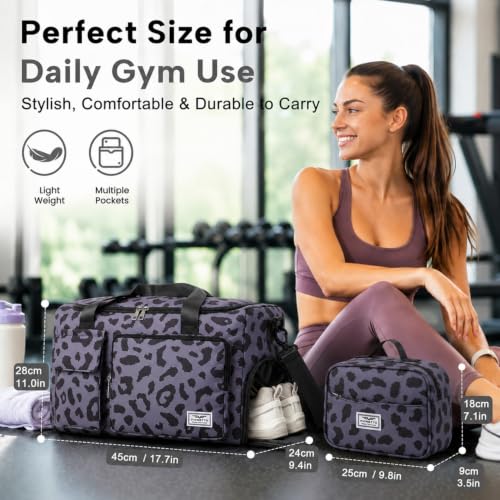 Image of FIORETTO Women's Gym Duffle Bag with Shoes Compartment, 30L Capacity, Ideal for Travel, Gym, Sports, Duffel, Weekender
