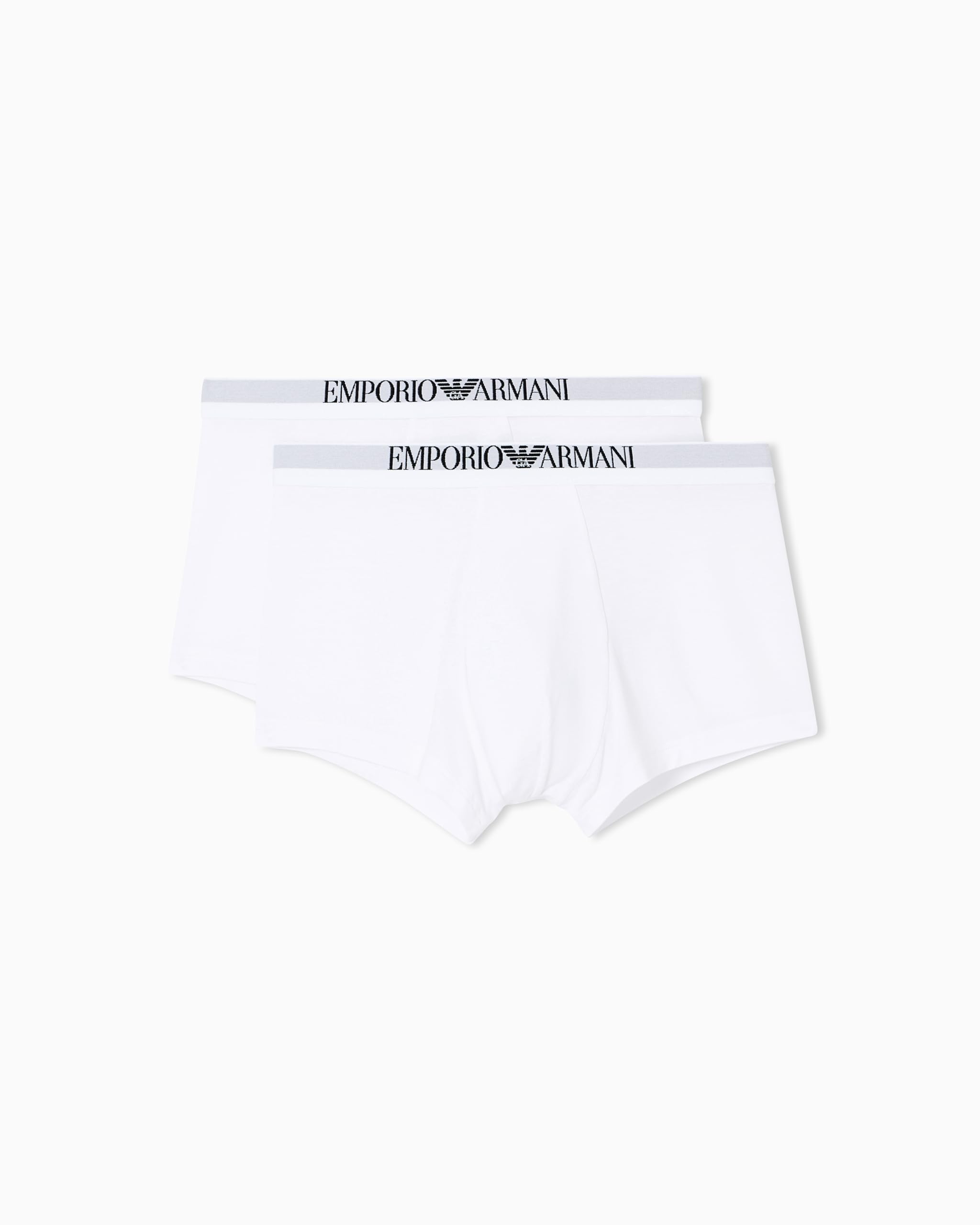 EMPORIO ARMANI Men's Soft Touch Bamboo Viscose 2-Pack Trunk, White/White, M (Pack of 2)