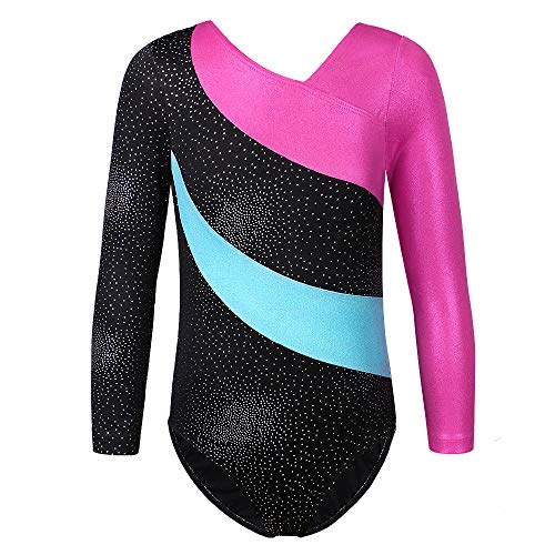 TFJH E Sparkle Leotard for Girls Gymnastics Athletic Dancing Clothes 138 Black 130