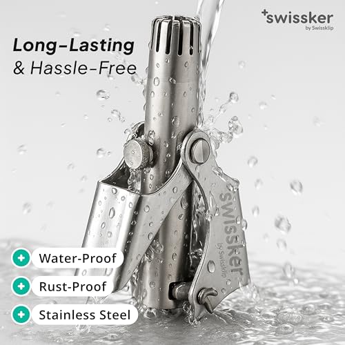 Image of Swissklip Swissker Manual Nose Hair Trimmer for Men & Women - Precision Stainless Steel Ear Hair Remover - German Designed Grooming Tool with Rounded Safety Tip