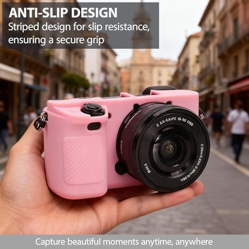 Funda de silicona para cámara Sony Alpha A6400 A6300 rosa miniatura 3
