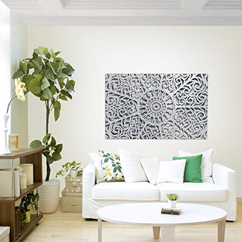 Runa Art Mandala Abstrakt Bild Wandbilder Wohnzimmer XXL Blau Orientalisch 120 x 80 cm 3 Teilig 506131b – Bild 3