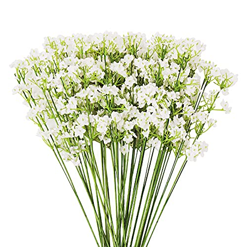 Ira Pollitt 24 PCS Artificial Breath Artificial Flowers, Artificial Gypsophila Bouquets Real Touch Flowers Fake White Flowers for DIY Wedding Bouquets, Crown, Party, Hotel, Table, Home Decoration