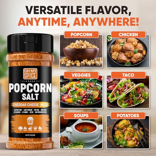 Popcorn Seasoning Cheddar Cheese Powder Mix - Gluten Free & Low Sodium Mild Nacho Cheese Powder Flavor Popcorn Flavoring Seasoning. Movie Theater Pop Corn Toppings. Hot Pop Corn Salt Seasonings. 4.2oz - image 3