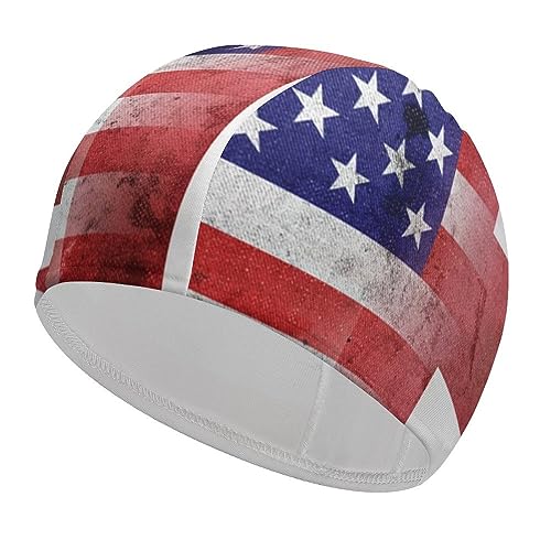Gorro de natación vintage con la bandera de Estados Unidos y Reino Unido para hombres y mujeres, gorros de natación para cabello corto y largo, impermeables