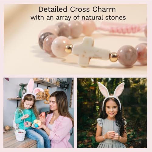 Image of Cross Bracelet Graduation Birthday Gifts for Women Girls, Religious Christian Catholic Bracelet Gift for Goddaughter Daughter Girlfriend, Beaded Charm Bracelet for Mom Grandma Faith Gift