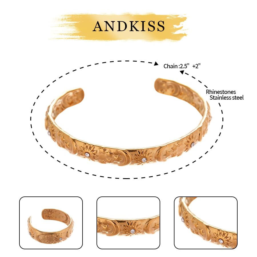 Gold Bracelets for Women Non Tarnish, Waterproof Gold Cuff Bracelet for Women,Open Wide 18K Plated Bangles, Gold Bangle Bracelets for Women Trendy, Non Tarnish Ring Jewelry Gift4