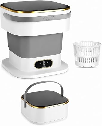 Vxoyo 15L Upgrade Portable Washing Machine with Spin Dryer, 3 Mode Foldable Mini Washing Machine & Deep Cleaning Small Washing Machine for Baby Clothes, Underwear, Camping, Dorm