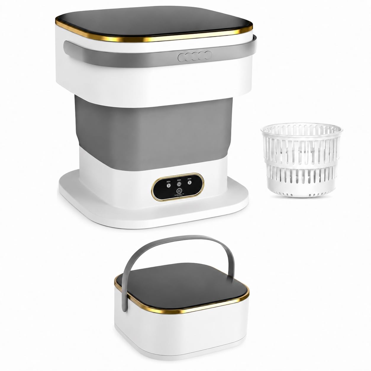 Mini lavatrice pieghevole, compatta e portatile, ideale per piccole quantità di biancheria
