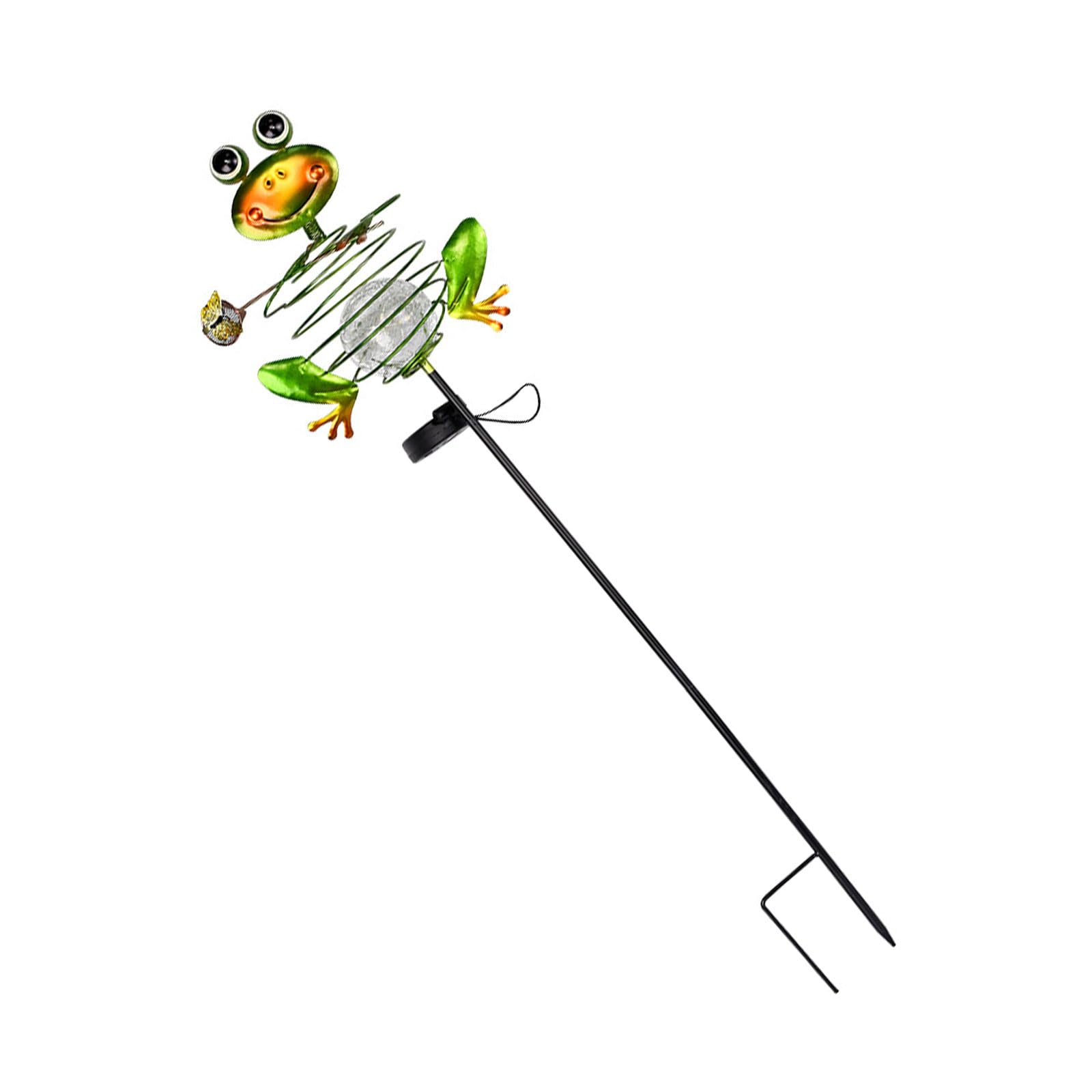 Kaeltsyn Solar Power Froglet Outdoor Light Garden Lamp with Iron Construction and Glass Ball for Pathway Decorative Lamp