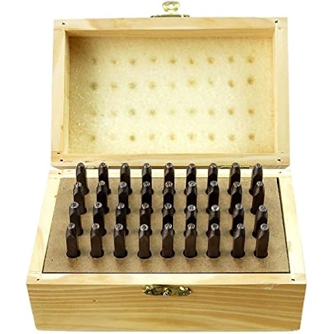 Bench Wizard 36 Pc Number and Letter Punch Set | 1/16" (1.5mm) | Heat-Treated Carbon Steel Punches for Imprinting and Arts and Crafts | Great for Metal, Plastic, Wood, Leather Stamping Cover
