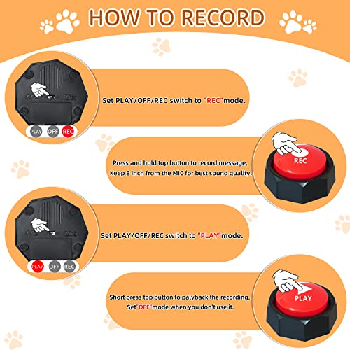 Ribosy Set Of 8, Dog Speech Training Buzzers, Recordable Buttons With Stickers - Train Your Dog To Voice What They Want #TOP2