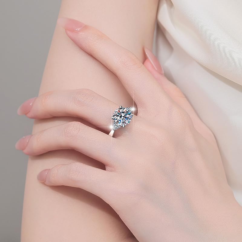 Super Flash Big Moissanite Ring Women Jewelry 5ct 11MM Color Moissanite Laboratory Diamonds S925 Silver Bands Jewelry