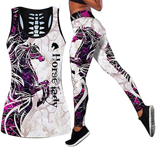 BUTERULES Women 3D Printed High Waist Sport Leggings Vest Flowers Running Fitness Tight Trouser Tank Top Suit 48281 S BUTERULES Women 3D Printed High Waist Sport Leggings Vest Flowers Running Fitness Tight Trouser Tank Top Suit 48281 S