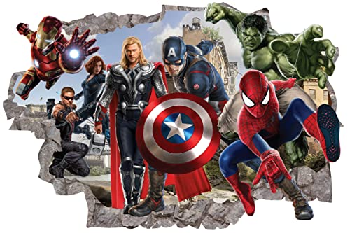 Wthh Superhero Wall Decal - Kids Removable Vinyl Wall Sticker - Boys Room Self-Adhesive Mural Kids Bedroom Living Room Game Room Wall Decor - 24 "X16"（Large） #TOP3