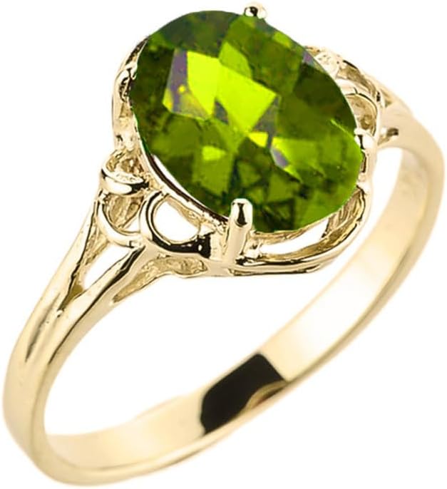 Claddagh Gold 10K Yellow Gold Birthstone Lab Grown Oval Solitaire Ring Available in multiple ring sizes