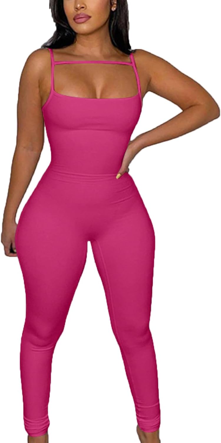 Women Spaghetti Strap Bodycon Tank One Piece Jumpsuits Rompers Playsuit