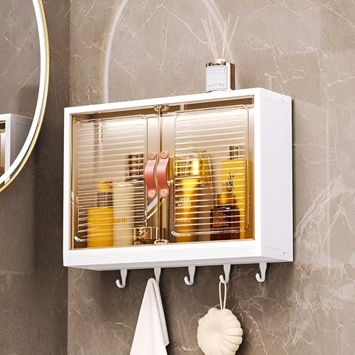 Image of HomeEssentials Multipurpose Plastic Self-Adhesive No-Drill Bathroom Shelf & Storage Cabinet - Wall Organiser for Bathroom Essentials, Makeup, Skincare, Kitchen (1 Layer)