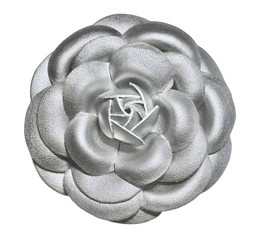 Image of Vintage Style Elegant Camellia Fabric Flower Brooch Pin Scarf Bridal Dress Wedding Accessories Jewelry Gift
