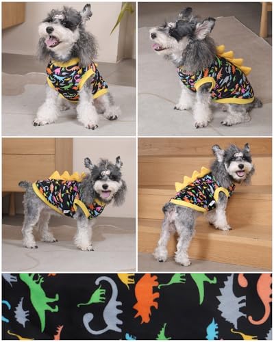 Image of CuteBone Dinosaur Costume Dog Shirt, Stretchy Velvet T-Shirt Clothes for Small Dogs, Soft & Breathable Pet Tee Outfit Cat Apparel for Daily Wear, Cozy Pullover Design Puppy Fashion COSBX01S
