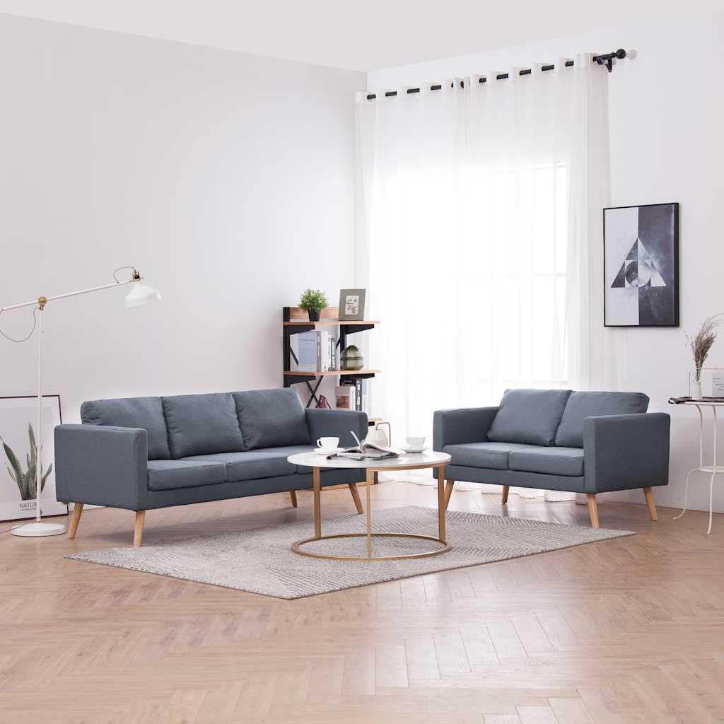 vidaXL Ensemble de canapés à 2 Places et à 3 Places Tissu Gris foncé