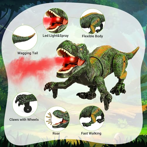 Flybakiz RS063-1 Remote Control Robot Dinosaur Toys For Kids 5-7,2.4G Electronic Rc Walking Dinosaur Pet thumb #2