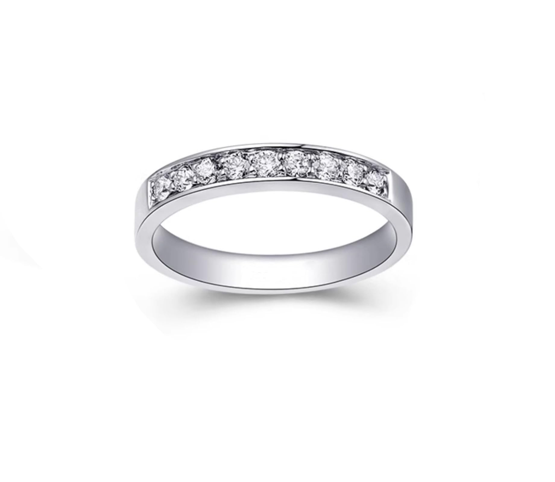 Anillos de compromiso de oro blanco, alianzas de oro real con diamantes de 0,25 quilates, anillos de media eternidad, anillos de boda para mujer