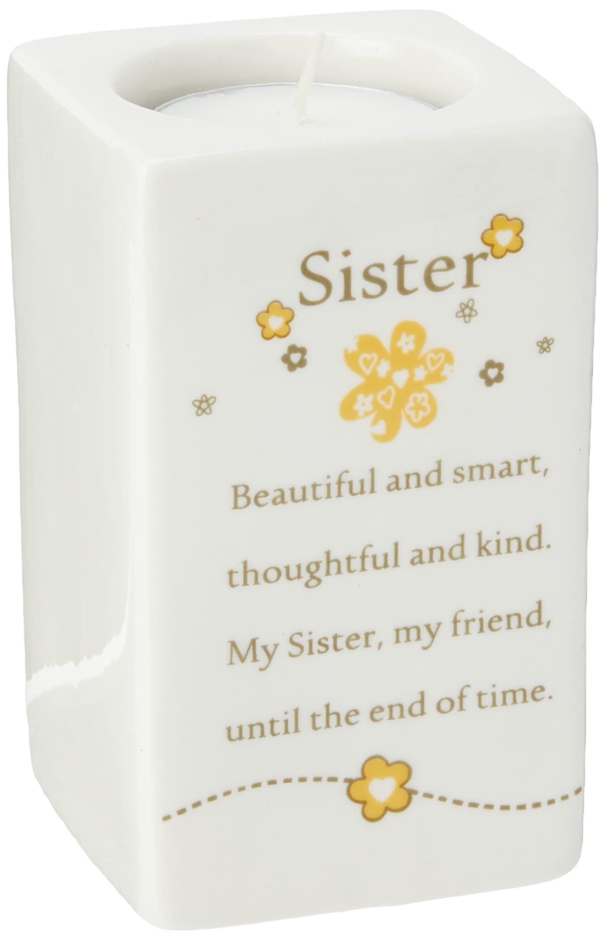 Said With Sentiment White Ceramic Tealight Holder (Sister 7202)