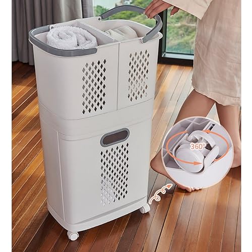 Panier à linge pour toilettes compact résolvant le manque de place au sol