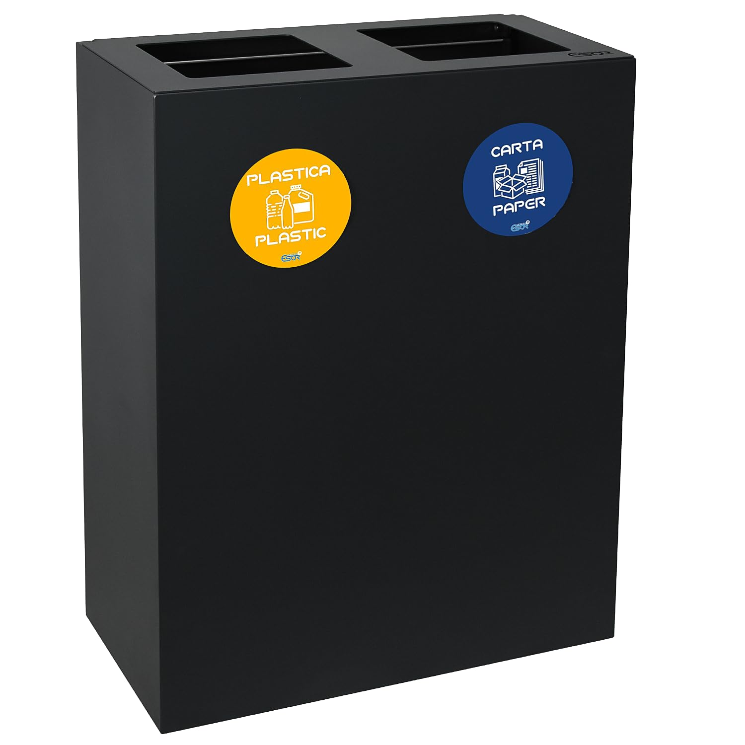 Contenitore raccolta differenziata in acciaio verniciato, Mobile pattumiera da esterno con 2 scomparti, capacità 120 litri, bidone resistente alle intemperie, L60 x P30 x H80 cm (ANTRACITE 7016)