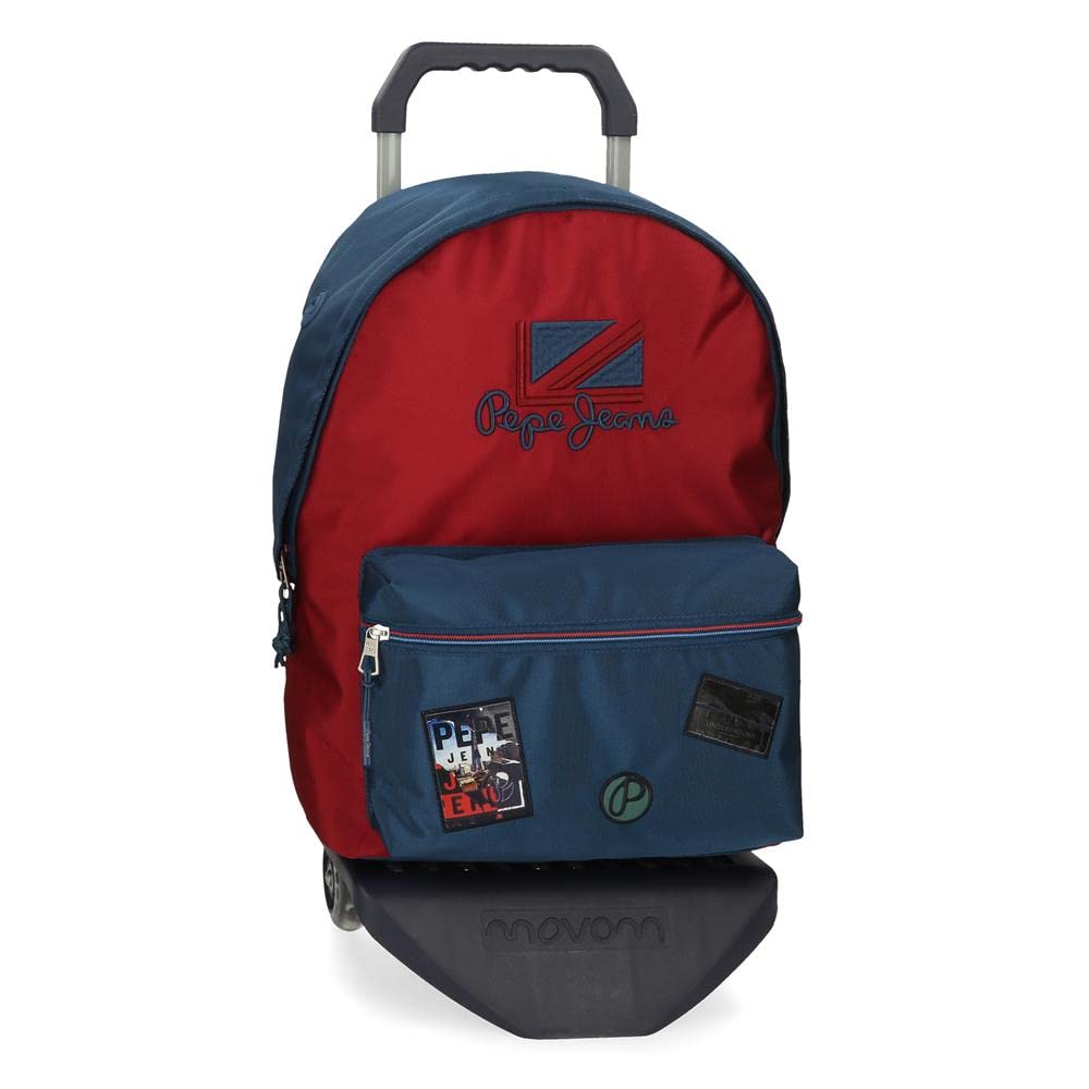 Pepe Jeans Chest Mochila Escolar con Carro Rojo 31x44x17,5 cms Poliéster 20,46L