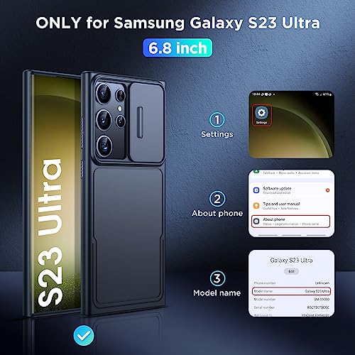 Simtect For Samsung Galaxy S23 Ultra Case With Camera Cover, [Military Drop Protection] [Snug Touch], Slim Protective Hard Back And Soft Edge Phone Case For Galaxy S23 Ultra Case 6.8 Inch- Black #TOP5