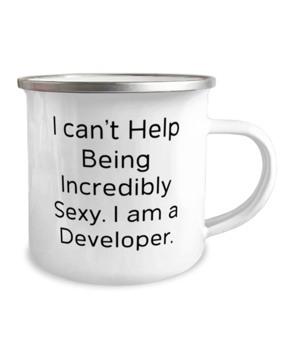 Inspirational Developer Gifts, I can't Help Being Incredibly Sexy. I, Unique Birthday 12oz Camper Mug For Friends From Friends, Cool developer tools, Cool developer gadgets, Cool developer products,