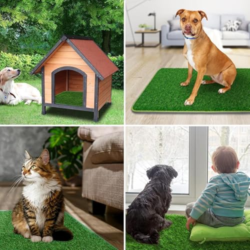 2 Stück Kunstrasen Hundeklo Balkon, Hundetoilette Ersatzrasen Waschbar Welpentoilette Rasenteppich Welpen Rainingsunterlage Rasen Training Pee Pads für Kleine Hunde (58,5 x 46 cm)