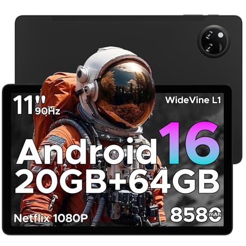 Tab A9+ Android 16 Tablet 11 Pulgadas Gemini AI, 20GB RAM+64GB ROM/2TB TF 8580mAh,Tableta para Juegos Android，Unisoc T7200 Octa-Core，90Hz, 13MP+5 MP/WiFi 5G/Face ID/Widevine L1/GMS/GPS